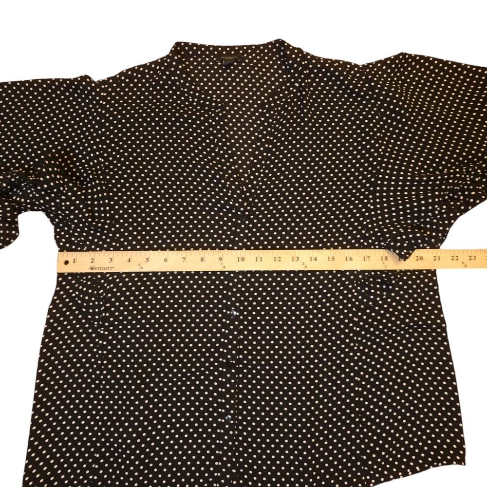 Ann Taylor Factory Blouse Sz L 2PK Black Solid & Polka Dot Flutter Sleeves EUC - Picture 12 of 14